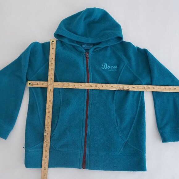Vintage Boca Athletic Teal Zip Up Fleece Hooded Sweater M - Picture 4 of 14